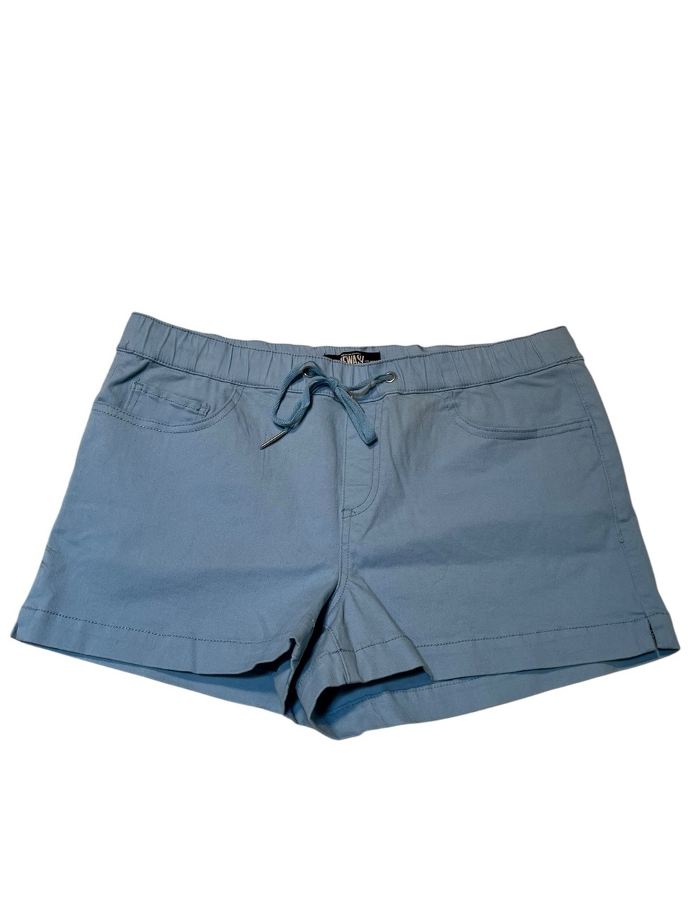Rewash Women's Sz Large Shorts Light Blue Twill Elastic Waist Drawstring Closure